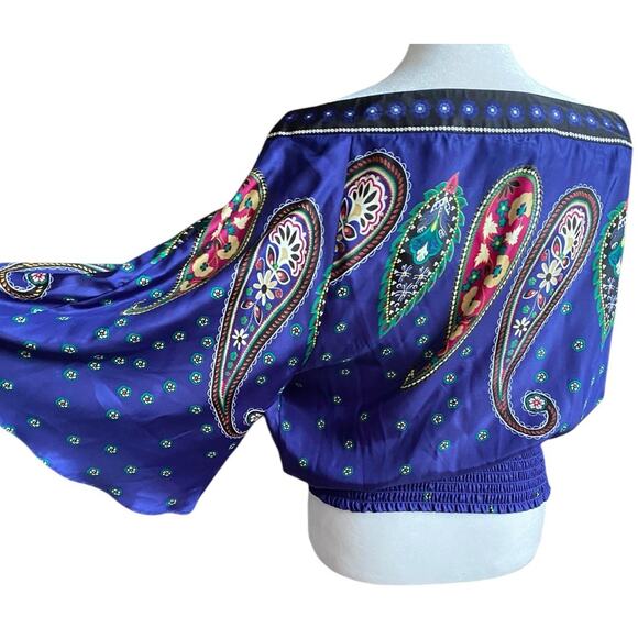 Vtg Y2k One Shoulder Angel Sleeve Top Rampage Women L Satin Fairy Whimsigoth - Picture 2 of 15